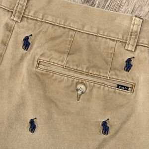 Polo Ralph Lauren Twill Chino Shorts Men's 29 All Over Pony Print Khaki Beige 9"